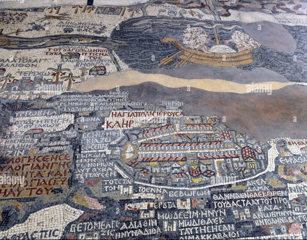 oldest-mosaic-map-of-palestine-mosaic-st-georges-church-madaba-jordan-middle-east-asia-2AJX91Y